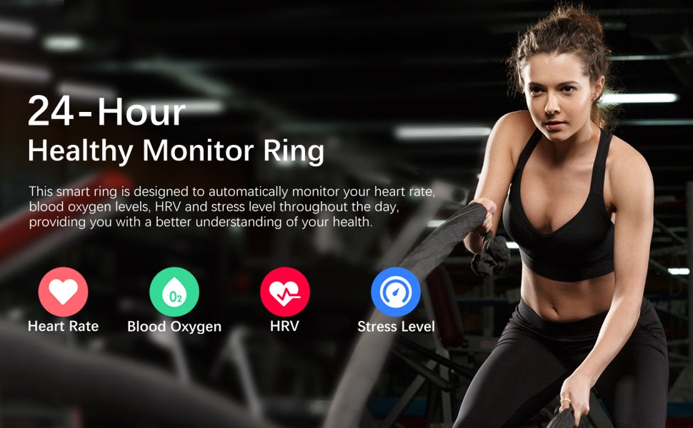 Health Tracker Ring, Smart Health Ring for Women Men with Heart Rate, Blood Oxygen, Sleep Monitor, Steps,Calories, No Subscription Fee, IP68 Waterproof Smart Ring for iPhone & Android (Rose Gold, 6#)