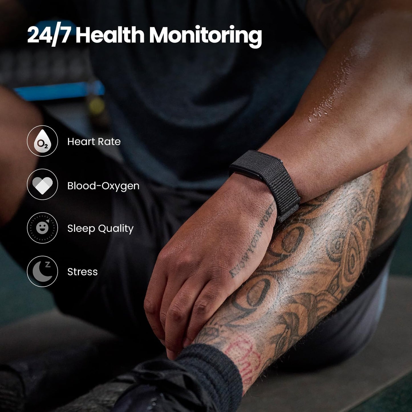 Fitness Tracker Wristband, 24\/7 Activity & Sleep Tracker with Heart Rate, 10 Days Battery, 27 Sports Modes, Strength Training, Hyrox Race, Subscription Free for Android & iPhone