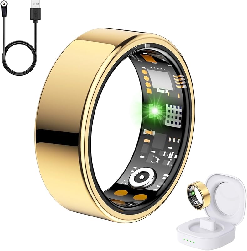 Health Tracker Ring, Smart Health Ring for Women Men with Heart Rate, Blood Oxygen, Sleep Monitor, Steps,Calories, No Subscription Fee, IP68 Waterproof Smart Ring for iPhone & Android (Rose Gold, 6#)