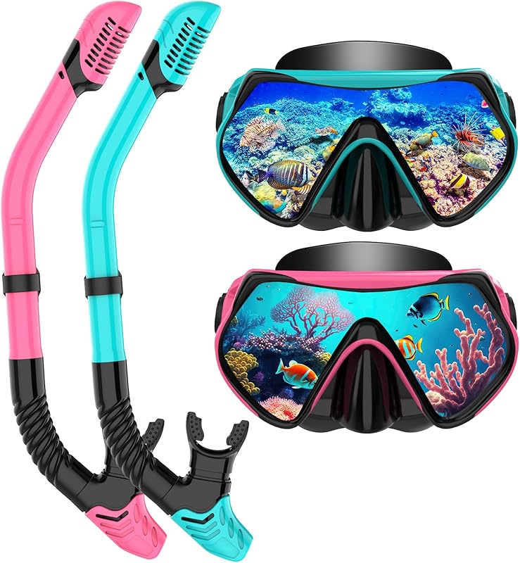 Snorkeling Gear for Adults, Dry-Top Snorkel Set Scuba Diving mask, 180°Panoramic Wide View Professional Snorkeling Gear Breathing Freely Snorkel Mask