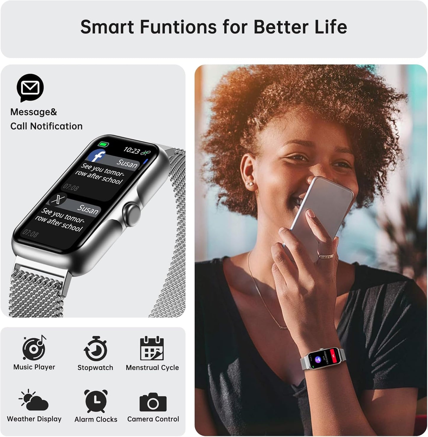 Health Fitness Tracker, Smart Watch with 24\/7 Heart Rate and Blood Oxygen Monitor, Sleep Tracker with IP68 Waterproof, Activity Tracker Pedometer Step Counter for Women Men