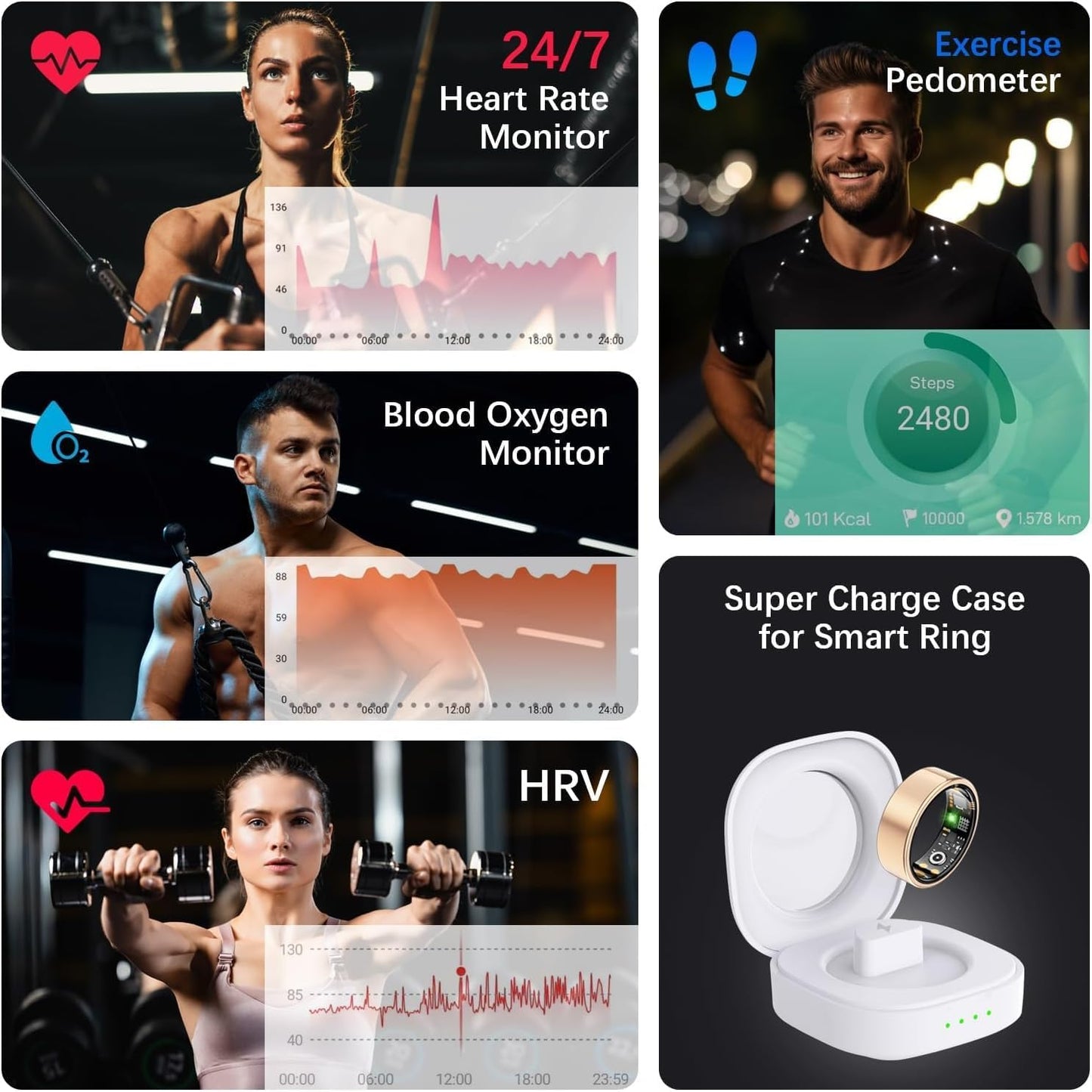 Health Tracker Ring, Smart Health Ring for Women Men with Heart Rate, Blood Oxygen, Sleep Monitor, Steps,Calories, No Subscription Fee, IP68 Waterproof Smart Ring for iPhone & Android (Rose Gold, 6#)