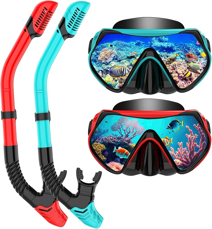 Snorkeling Gear for Adults, Dry-Top Snorkel Set Scuba Diving mask, 180°Panoramic Wide View Professional Snorkeling Gear Breathing Freely Snorkel Mask