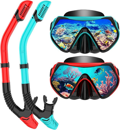 Snorkeling Gear for Adults, Dry-Top Snorkel Set Scuba Diving mask, 180°Panoramic Wide View Professional Snorkeling Gear Breathing Freely Snorkel Mask