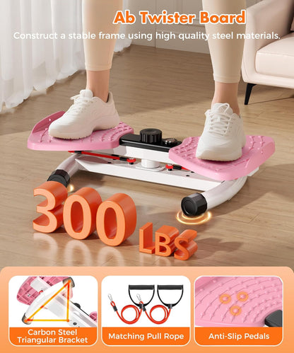 Waist Twisting Machine Fitness Tool, Ab Twister Board with the Smart LED Digital Monitor, 330LBS Capacity & 20dB Ultra-Quiet, Anti-Slip Home Gym Workout Equipment for Women Belly Fat