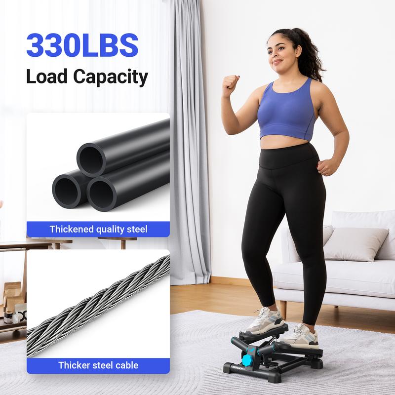 MERACH Mini Steppers for Exercise, Twist Stepper with Resistance Bands, 150 kg Capacity Stair Step Cardio Equipment for Full Body Workout