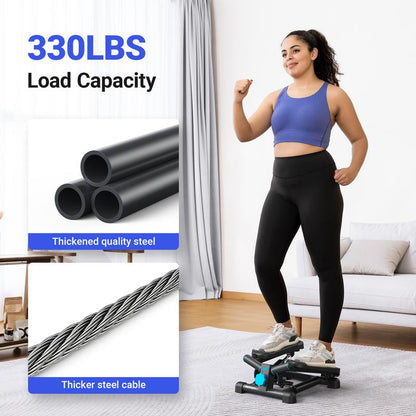 MERACH Mini Steppers for Exercise, Twist Stepper with Resistance Bands, 150 kg Capacity Stair Step Cardio Equipment for Full Body Workout