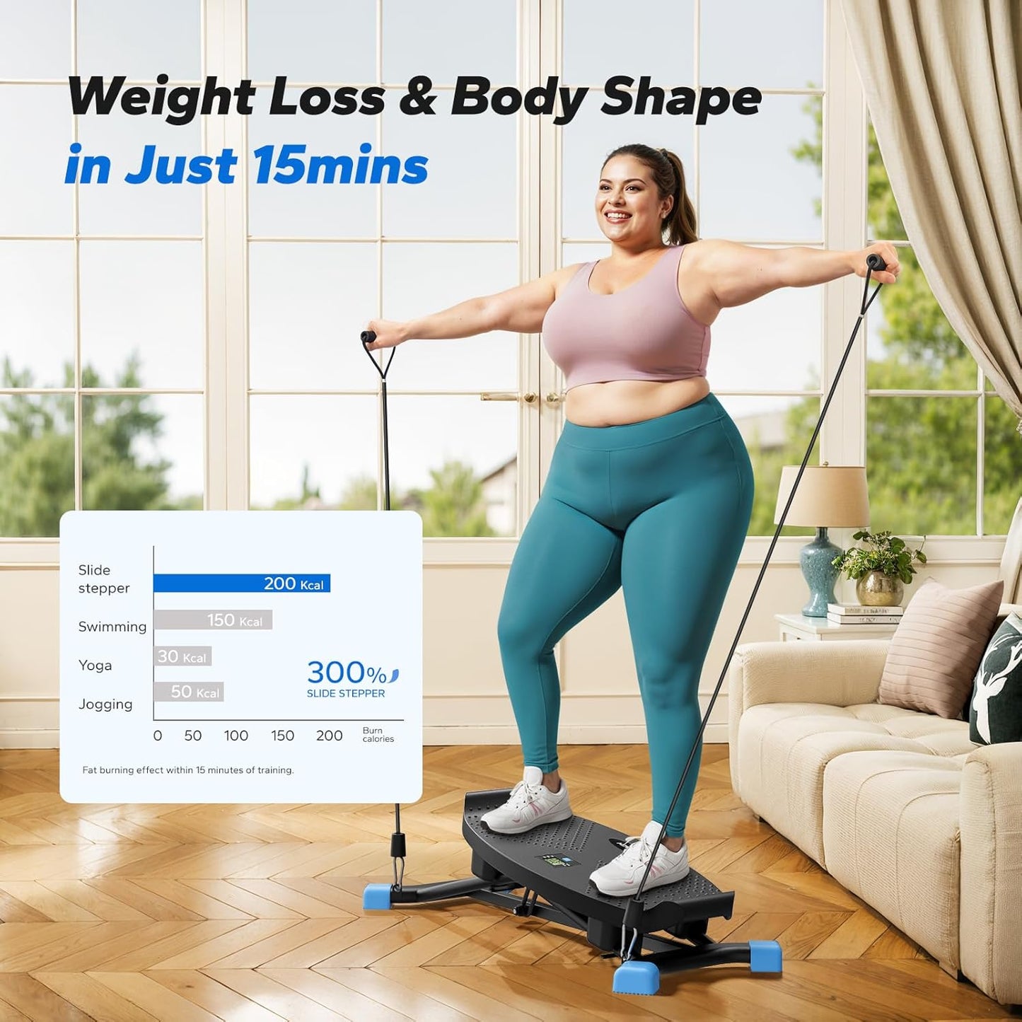 Balance Board with Resistance Bands, Portable Ski Balancing Machine Featuring LCD Monitor, 300 lbs Capacity Waist twister Balance Trainer for Full Body Workout