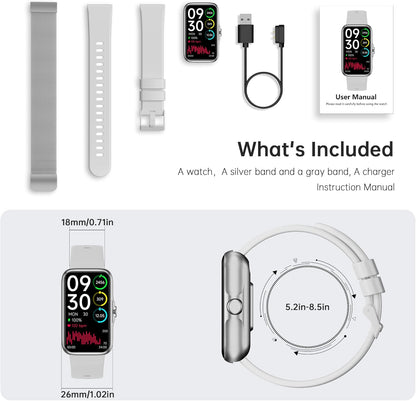 Health Fitness Tracker, Smart Watch with 24\/7 Heart Rate and Blood Oxygen Monitor, Sleep Tracker with IP68 Waterproof, Activity Tracker Pedometer Step Counter for Women Men