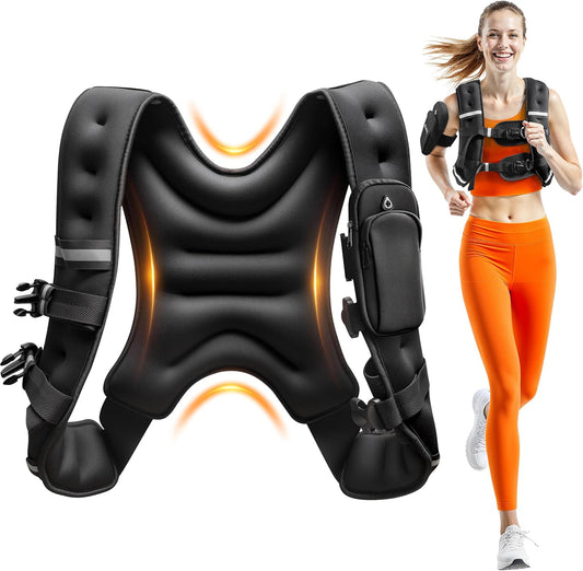 Weighted Vest for Women Men:10lb\/12lb\/16lb Weight Training Vest for Workout, Running, Walking, Exercise, Fitness, Weight Loss, Weight Lifting - With Reflective Strips and Storage Pocket