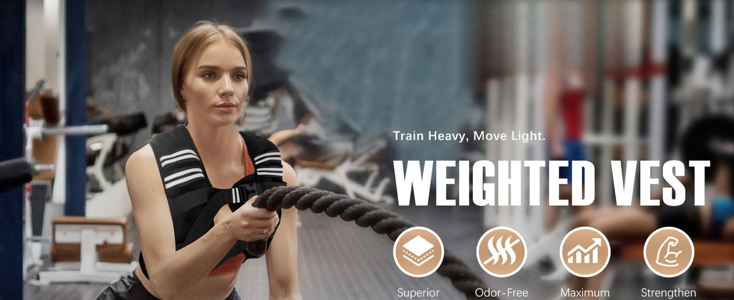 Weighted Vest Men or Women - 5\/10\/15\/20\/25\/30lbs Weights with Reflective Stripe, Weighted Vest for Workout Equipment for Strength Training Running - Walking Weight Loss