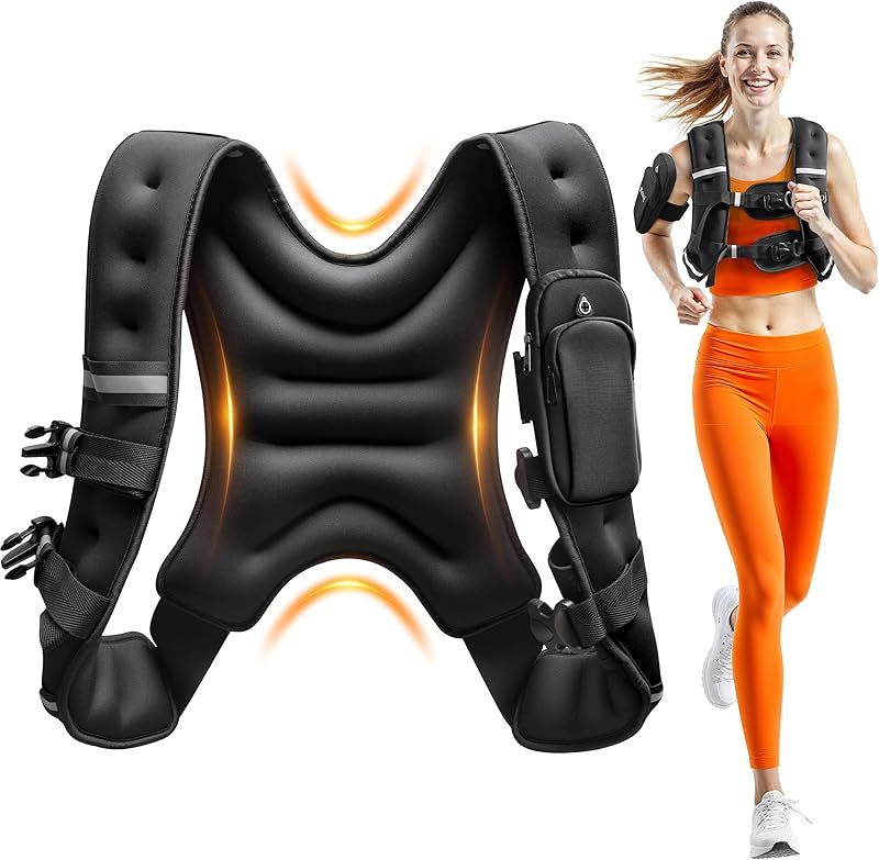 Weighted Vest for Women Men:10lb\/12lb\/16lb Weight Training Vest for Workout, Running, Walking, Exercise, Fitness, Weight Loss, Weight Lifting - With Reflective Strips and Storage Pocket