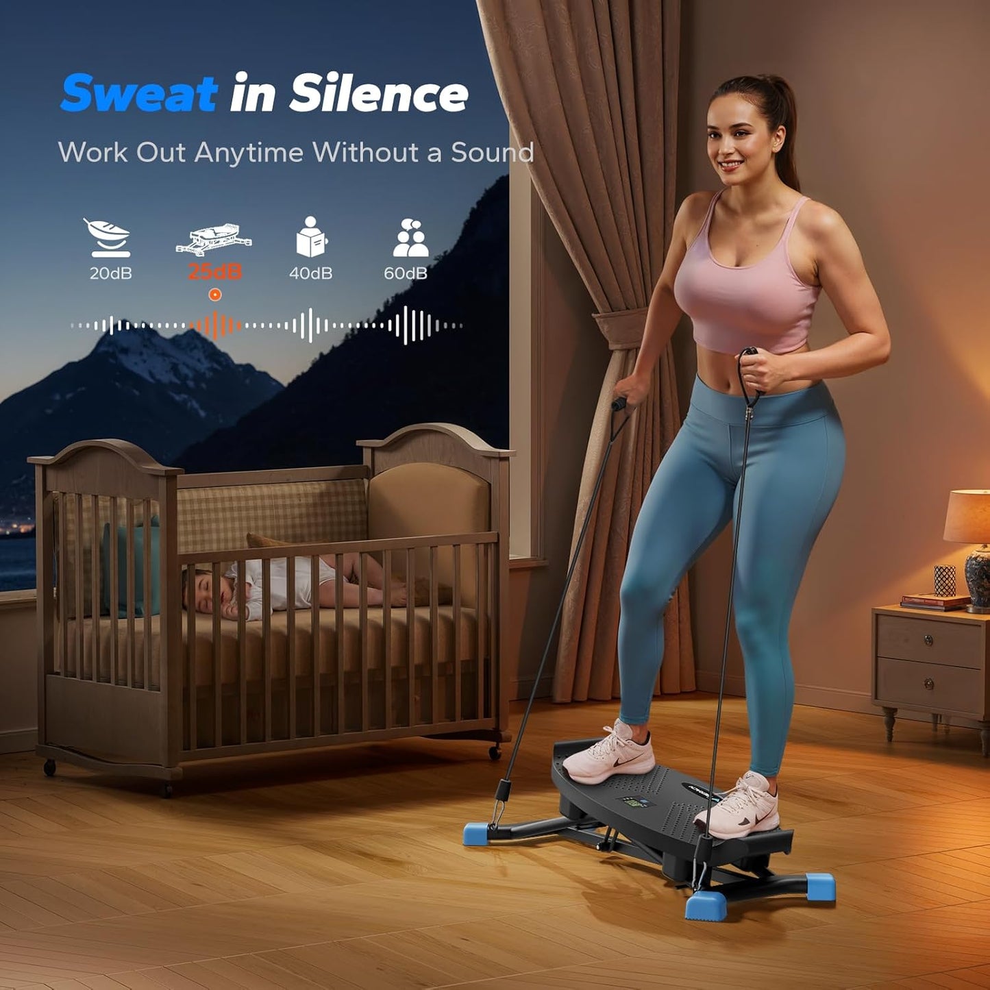 Balance Board with Resistance Bands, Portable Ski Balancing Machine Featuring LCD Monitor, 300 lbs Capacity Waist twister Balance Trainer for Full Body Workout