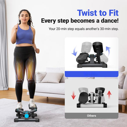 MERACH Mini Steppers for Exercise, Twist Stepper with Resistance Bands, 150 kg Capacity Stair Step Cardio Equipment for Full Body Workout