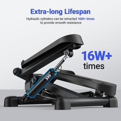 MERACH Mini Steppers for Exercise, Twist Stepper with Resistance Bands, 150 kg Capacity Stair Step Cardio Equipment for Full Body Workout