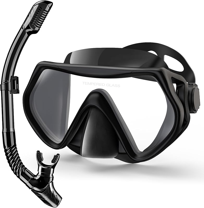 Snorkeling Gear for Adults, Dry-Top Snorkel Set Scuba Diving mask, 180°Panoramic Wide View Professional Snorkeling Gear Breathing Freely Snorkel Mask
