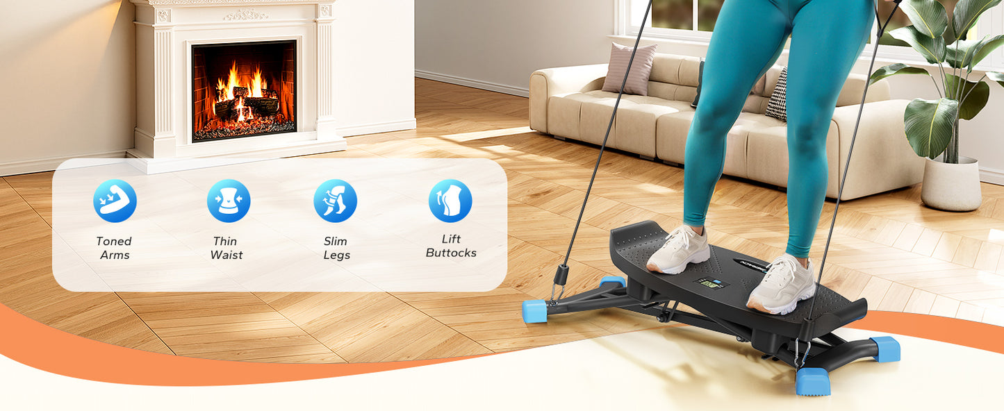 Balance Board with Resistance Bands, Portable Ski Balancing Machine Featuring LCD Monitor, 300 lbs Capacity Waist twister Balance Trainer for Full Body Workout