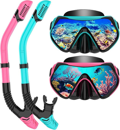 Snorkeling Gear for Adults, Dry-Top Snorkel Set Scuba Diving mask, 180°Panoramic Wide View Professional Snorkeling Gear Breathing Freely Snorkel Mask