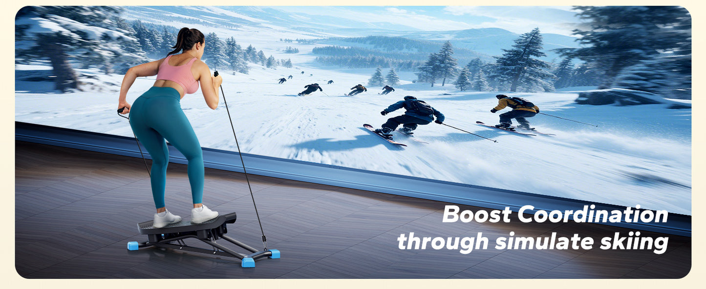 Balance Board with Resistance Bands, Portable Ski Balancing Machine Featuring LCD Monitor, 300 lbs Capacity Waist twister Balance Trainer for Full Body Workout