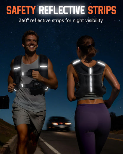 Weighted Vest for Women Men:10lb\/12lb\/16lb Weight Training Vest for Workout, Running, Walking, Exercise, Fitness, Weight Loss, Weight Lifting - With Reflective Strips and Storage Pocket