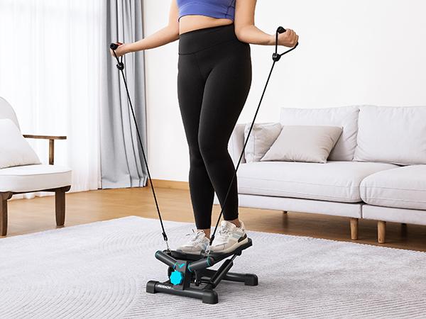 MERACH Mini Steppers for Exercise, Twist Stepper with Resistance Bands, 150 kg Capacity Stair Step Cardio Equipment for Full Body Workout