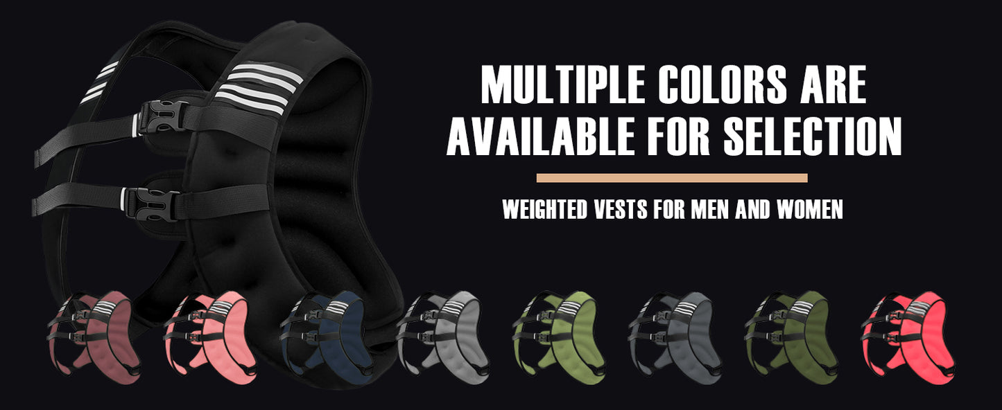 Weighted Vest Men or Women - 5\/10\/15\/20\/25\/30lbs Weights with Reflective Stripe, Weighted Vest for Workout Equipment for Strength Training Running - Walking Weight Loss