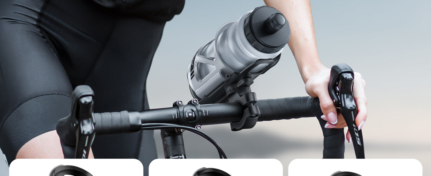 Bike Water Bottle Holder - [Tracker Storage] [for Handlebar & Frame] Bike Cup Holder, Bicycle Drink Cage, Cycling Bike Water Bottle Cage with Screws Tool, for 2.28-3.39" Diameter Bottles