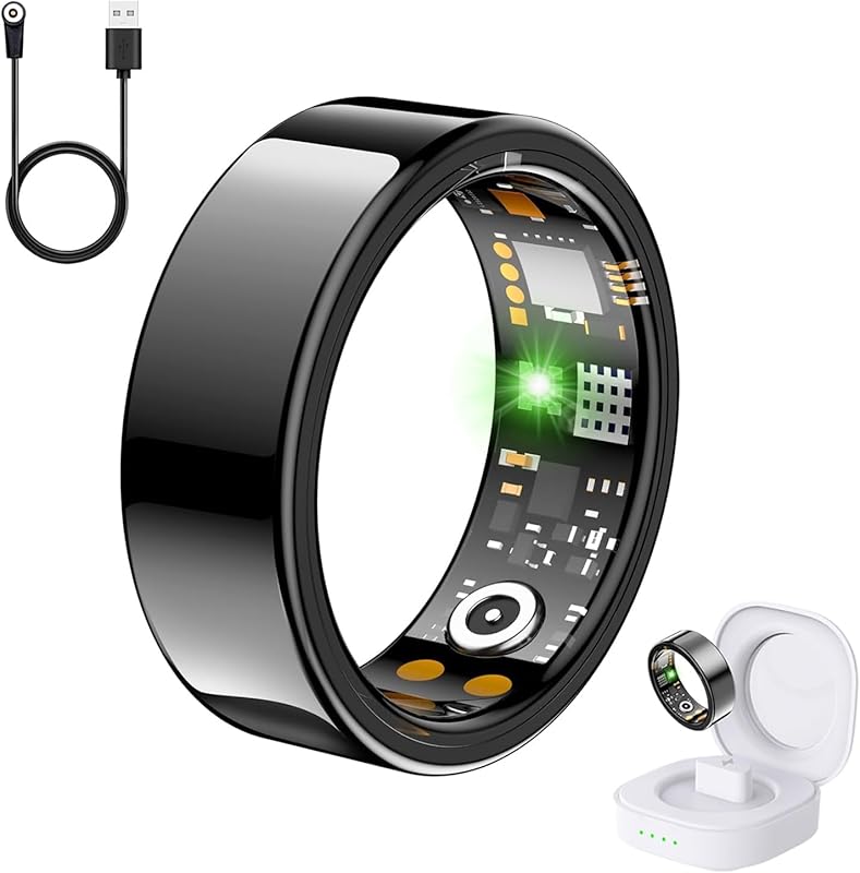 Health Tracker Ring, Smart Health Ring for Women Men with Heart Rate, Blood Oxygen, Sleep Monitor, Steps,Calories, No Subscription Fee, IP68 Waterproof Smart Ring for iPhone & Android (Rose Gold, 6#)