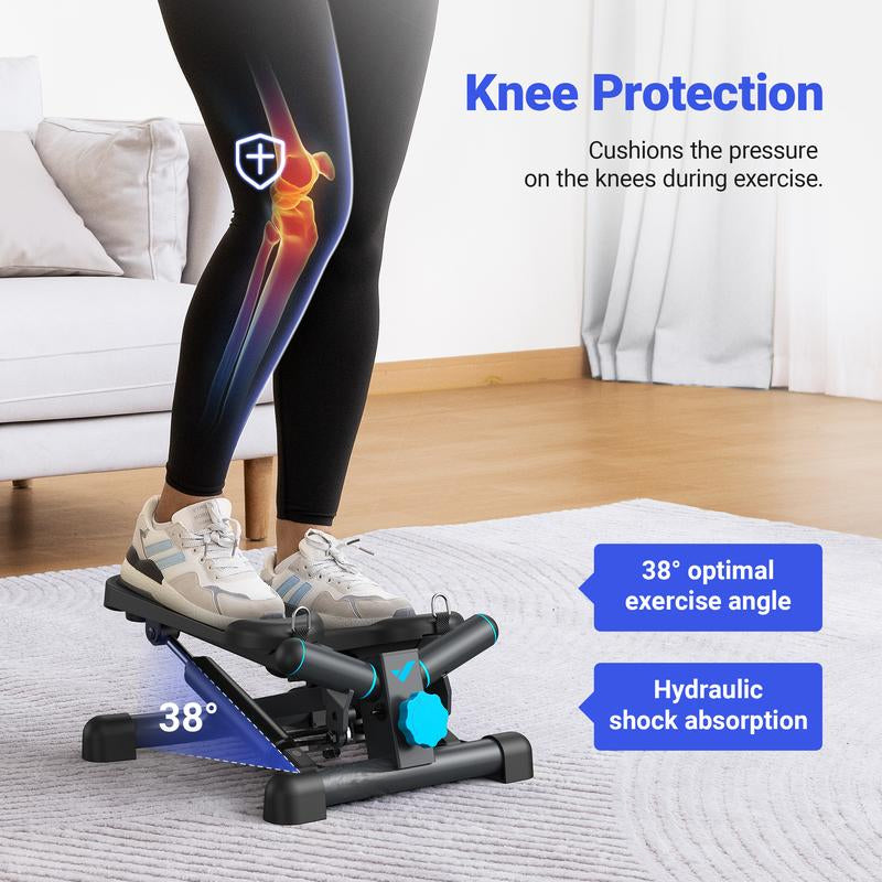 MERACH Mini Steppers for Exercise, Twist Stepper with Resistance Bands, 150 kg Capacity Stair Step Cardio Equipment for Full Body Workout