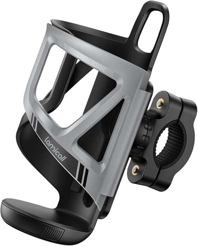 Bike Water Bottle Holder - [Tracker Storage] [for Handlebar & Frame] Bike Cup Holder, Bicycle Drink Cage, Cycling Bike Water Bottle Cage with Screws Tool, for 2.28-3.39" Diameter Bottles