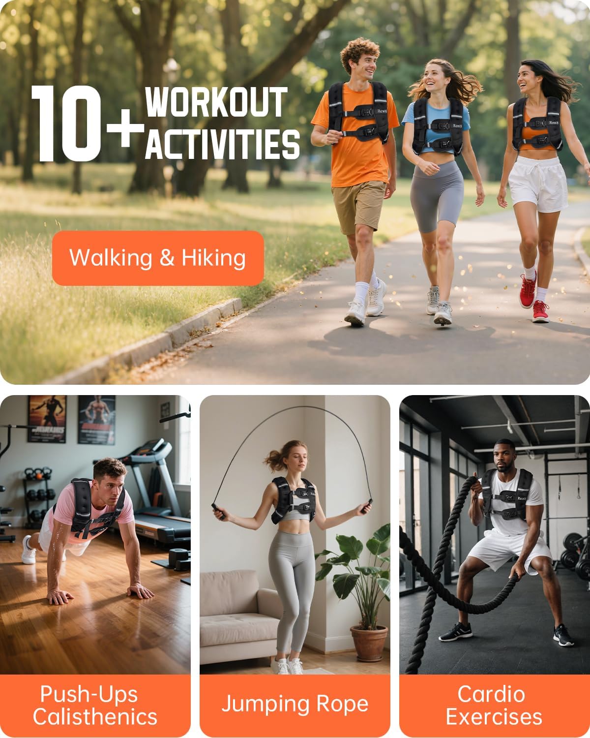 Weighted Vest for Women Men:10lb\/12lb\/16lb Weight Training Vest for Workout, Running, Walking, Exercise, Fitness, Weight Loss, Weight Lifting - With Reflective Strips and Storage Pocket