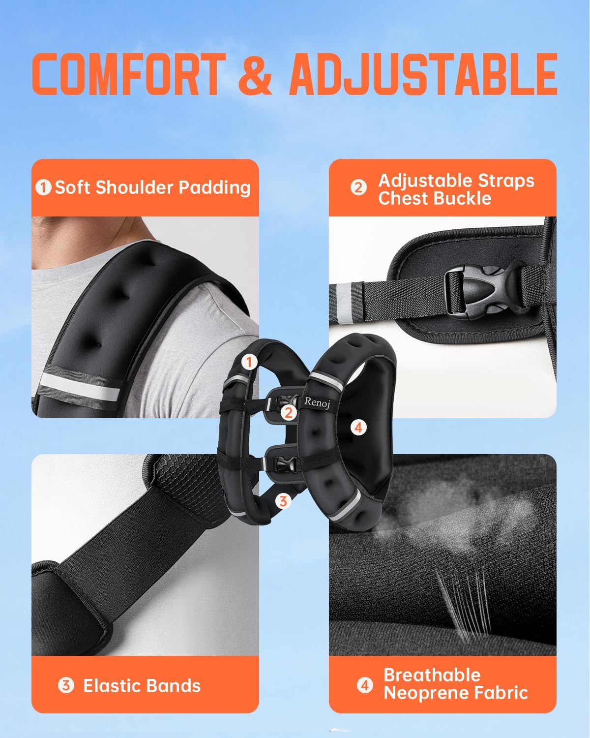 Weighted Vest for Women Men:10lb\/12lb\/16lb Weight Training Vest for Workout, Running, Walking, Exercise, Fitness, Weight Loss, Weight Lifting - With Reflective Strips and Storage Pocket