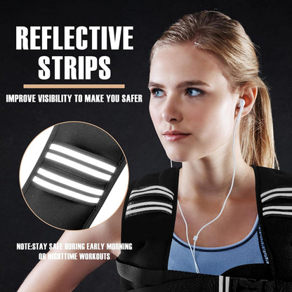 Weighted Vest Men or Women - 5\/10\/15\/20\/25\/30lbs Weights with Reflective Stripe, Weighted Vest for Workout Equipment for Strength Training Running - Walking Weight Loss