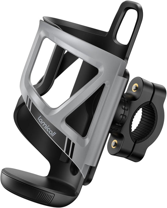 Bike Water Bottle Holder - [Tracker Storage] [for Handlebar & Frame] Bike Cup Holder, Bicycle Drink Cage, Cycling Bike Water Bottle Cage with Screws Tool, for 2.28-3.39" Diameter Bottles