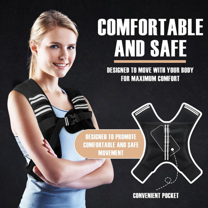 Weighted Vest Men or Women - 5\/10\/15\/20\/25\/30lbs Weights with Reflective Stripe, Weighted Vest for Workout Equipment for Strength Training Running - Walking Weight Loss