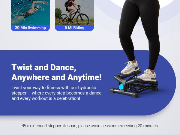 MERACH Mini Steppers for Exercise, Twist Stepper with Resistance Bands, 150 kg Capacity Stair Step Cardio Equipment for Full Body Workout