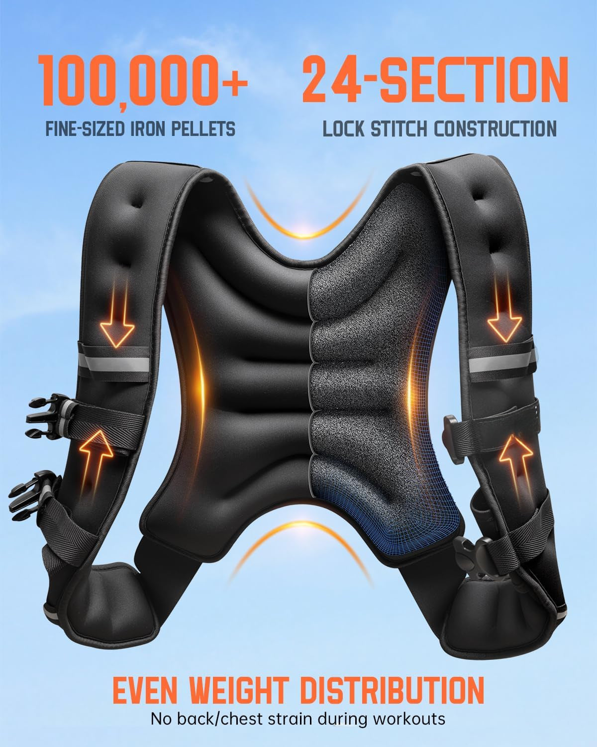 Weighted Vest for Women Men:10lb\/12lb\/16lb Weight Training Vest for Workout, Running, Walking, Exercise, Fitness, Weight Loss, Weight Lifting - With Reflective Strips and Storage Pocket