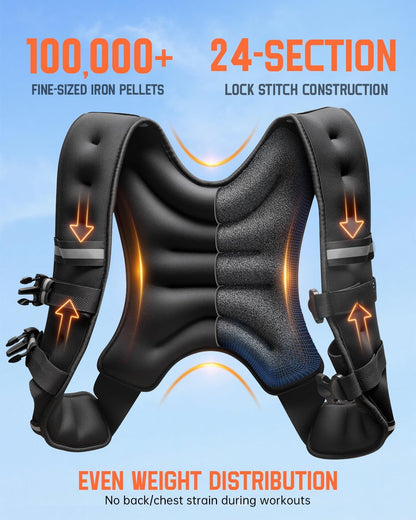 Weighted Vest for Women Men:10lb\/12lb\/16lb Weight Training Vest for Workout, Running, Walking, Exercise, Fitness, Weight Loss, Weight Lifting - With Reflective Strips and Storage Pocket
