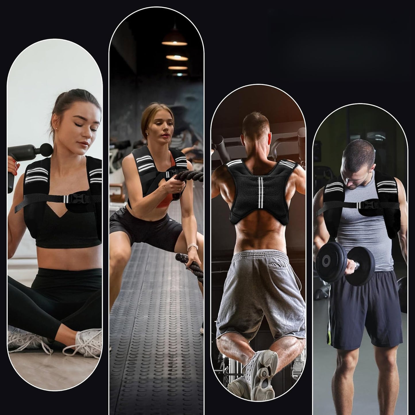 Weighted Vest Men or Women - 5\/10\/15\/20\/25\/30lbs Weights with Reflective Stripe, Weighted Vest for Workout Equipment for Strength Training Running - Walking Weight Loss