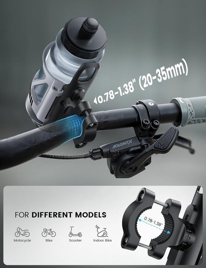 Bike Water Bottle Holder - [Tracker Storage] [for Handlebar & Frame] Bike Cup Holder, Bicycle Drink Cage, Cycling Bike Water Bottle Cage with Screws Tool, for 2.28-3.39" Diameter Bottles